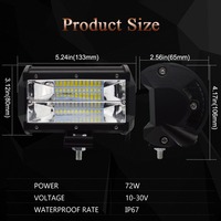 Barre Lumineuse de Travail LED Universelle 5 Pouces Projecteur LED Tout-Terrain pour Camion Feu de Conduite LED Auto Accessoires Voiture 72W