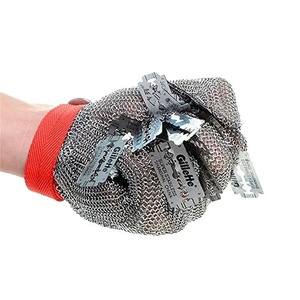 Guantes de Malla de Acero Inoxidable Resistentes a Cortes, Textura de Escamas de Pescado Plateadas, Muñequera Ajustable, Duraderos - Product Image 5