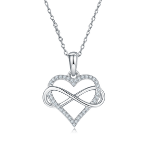 Venta caliente 925 plata esterlina D Color VVS infinito corazón colgante y cadena Moissanite collares para mujeres - Product Image 2