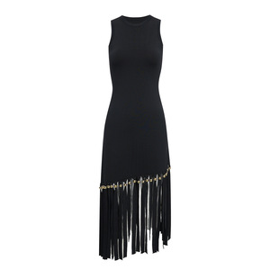 Nouvelle Robe Moulante Sans Manches en Maille pour Femme 2026 avec Franges Asymétriques et Rivets – Tenue de Soirée Audacieuse pour Club - Product Image 1
