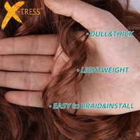 X-TRESS Cheveux pré-étirés Auburn Brown French Curl pour tresses, extensions de cheveux bouclés ondulés pour tresses au crochet, extensions de cheveux rebondissantes