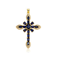Collier long avec pendentif en zircon croisé de haute qualité en gros, plaqué or 18 carats en laiton, tendance