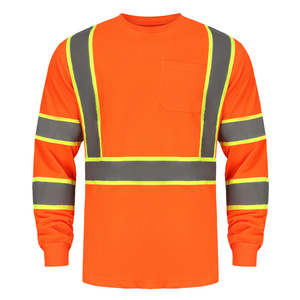 Camiseta de Seguridad de Alta Visibilidad, Amarillo Fluorescente, Tira Reflectante, Manga Larga, Ropa de Trabajo para Exteriores, Protección en Obras de Construcción - Product Image 2