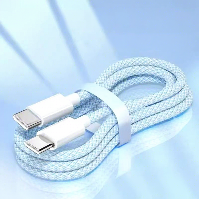 Factory Wholesale Two-Tone Weave Type-C Fast Charging Nylon Data Cable for Mobile Phone Computer Car & Camera Use