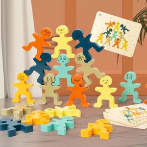 18 Pcs <b>Building</b> <b>Blocks</b> Construction Game Montessori Wooden Sorting Stacking Man Sensory Toy for Kid - Product Image 2