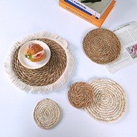 Sous-verres naturels faits à la main Napperons de salle à manger Plusieurs couleurs Tapis de table tissé en corde de coton Commodités Produits décoratifs pour la maison