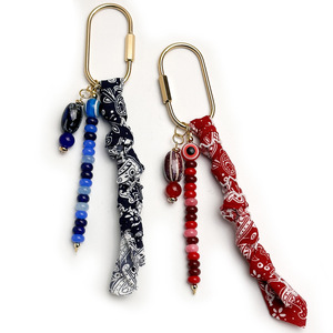 Llavero vintage con bandana, abalorios, borla y colgante de tela para bolso, regalo D - Product Image 1
