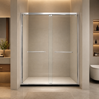 Portes de douche coulissantes en verre trempé à roulettes en acier inoxydable pour salle de bain d'hôtel, avec ou sans cadre, directement de l'usine