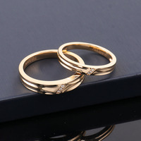 Bijoux fins bagues Style classique 18k or jaune Couples bague ensemble mêlée coupe ronde laboratoire cultivé bague en diamant
