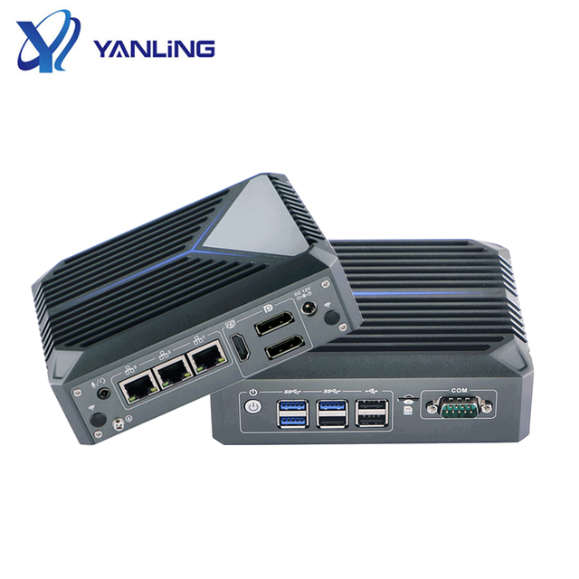 High Quality Fanless Mini PC J6412 Quad Core Triple 2.5G LAN DDR4 RAM Triple Display 4K Usb 3.0 M.2 Slots Mini Pc for Electronic