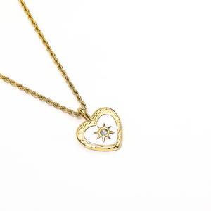 ข้ามพรมแดนอินสตาแกรมเฉพาะย้อนยุคหยดน้ํามันรูปหัวใจโซ่บิดสร้อยคอเหล็กไทเทเนียมหญิงสแตนเลสแทรกเพทายรัก - Product Image 2