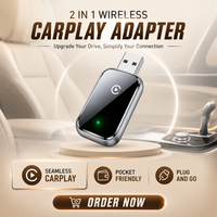 XinZhengHong XD-B12 Mini Convertisseur CarPlay sans fil en métal orange, adaptateur 2-en-1 filaire vers sans fil CarPlay Android Auto