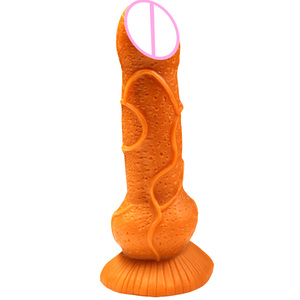 Dildo de Gel de Sílice Líquido con Forma de Lobo Dorado, Suave, con Ventosa, Largo, Juguete Sexual para Adultos, con Movimiento de Empuje, 100% Impermeable, Sensación Realista - Product Image 3