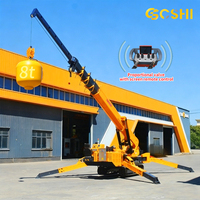 Grue araignée de 8 tonnes, hauteur de levage de 21 m, flèche télescopique, rotation à 360°, diesel/électrique, pour travaux sur toitures, vitrages et travaux municipaux