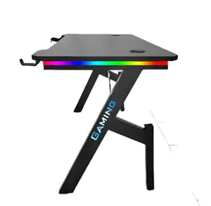 Table de jeu ergonomique en forme de H Bureau de jeu PC de couleur rouge Bureau de jeu E-sports avec lumières RVB