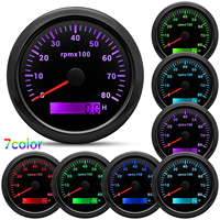 Ensemble de 6 jauges : Compteur de vitesse GPS 85 mm 80 MPH, Tachymètre 8000 tr/min et Indicateurs de niveau de carburant, température et tension 52 mm