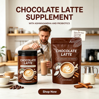 Chocolat au lait superalimentaire à marque privée avec Ashwagandha et champignons, mélange de boisson superalimentaire sans caféine, chocolat chaud ou glacé