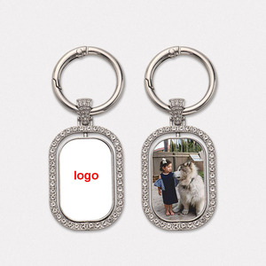 Accessori per portachiavi in bianco per vendita calda promozionale inserto portachiavi con pulsante a pressione rettangolare con Patch a doppio lato rotante - Product Image 4