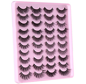 Meilleures ventes : Pack mixte de 20 paires de cils synthétiques 3D longs et noirs, faits à la main, en fibres naturelles et cheveux synthétiques - Product Image 2