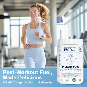 Gummies d'Isolat de Protéine de Lactosérum Zéro Sucre 1700mg – Complexe de Peptides BCAA pour la Récupération Musculaire Maigre, Formule Performance Sportive Non-OGM, 60 Unités - Product Image 3