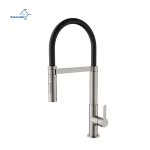 Guangzhou Flexible Hose Single Lever Vanity Pull Out Kitchen Faucet Black Water Tap Sink Mixer