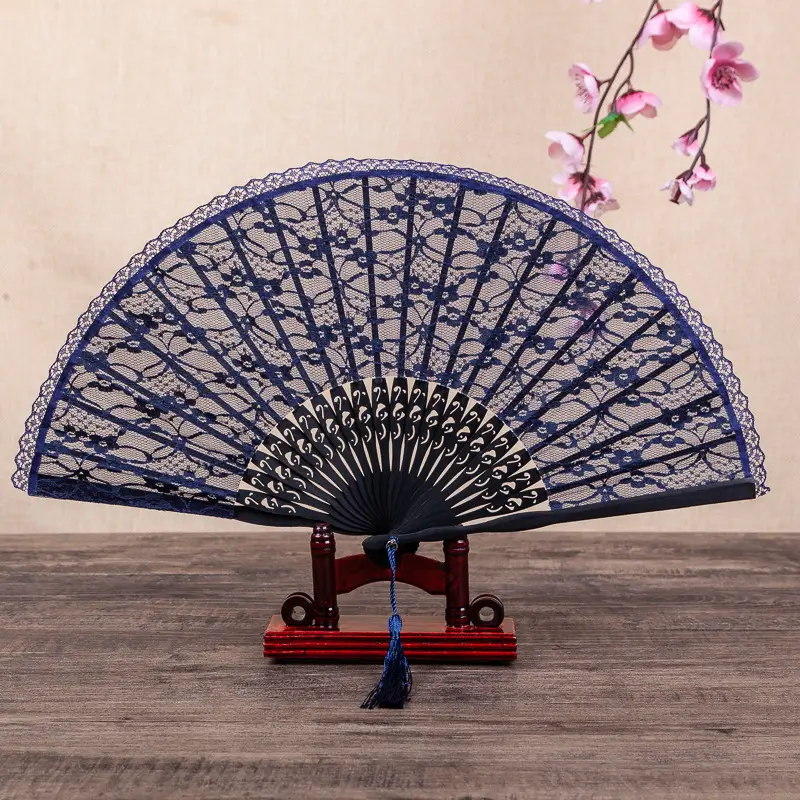 Opvouwbare Fans Dames Kant Ontwerp Handgemaakt Plastic Fan Dans Chinese Stijl Hanfu Tang Jurk Cheongsam Accessoires Sexy Meisje Cadeau