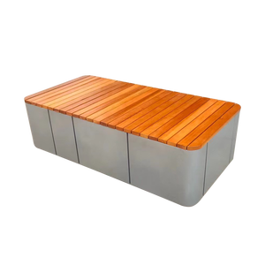 ม้านั่งสเตนเลสสตีลทรงสี่เหลี่ยมผืนผ้าที่นั่งทำจากไม้ทั้งในร่มและกลางแจ้งม้านั่งแบบแยกส่วนพร้อมพนักพิงหลังสำหรับสวนสาธารณะและห้างสรรพสินค้า - Product Image 1