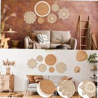 Objets Décoratifs Modernes Suspension en Macramé Panier Mural de Noël Tissé Naturel Décorations d'Intérieur