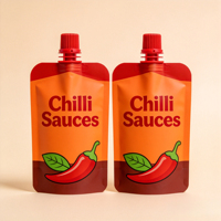 Sachets en plastique personnalisés imprimés avec bec verseur, étanches et haute barrière, pour sauce chili