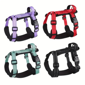 Dog Harness Adjustable Polyester Small Medium Size Solid Color Black Violet Light Green Red Pet Gear - Product Image 1
