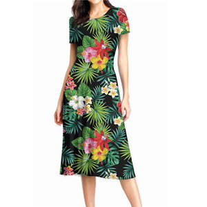 <span class=keywords><strong>Vestido</strong></span> de Playa Elegante con Estampado Tropical de Hibisco <span class=keywords><strong>Hawaiano</strong></span>, <span class=keywords><strong>Vestido</strong></span> Sexy <span class=keywords><strong>para</strong></span> <span class=keywords><strong>Mujer</strong></span> con Mangas Cortas, Impresión Bajo Demanda - Product Image 1