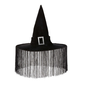 Sombreros de Brujas negros con flecos colgantes Halloween Cosplay gorras de brujas para Halloween disfraz de mujer y decoración de fiesta de maquillaje - Product Image 2