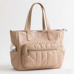 <span class=keywords><strong>Bolsa</strong></span> de <span class=keywords><strong>Maternidad</strong></span> de Cuero Genuino, Elegante Bolso Tote para Bebé con Organizador Multicompartimentos, Bolsillos Laterales y Asa Superior, Servicio OEM/ODM - Product Image 3