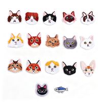 Ensemble de 17 patchs brodés tête de chat et poisson, à thermocoller ou à coudre, appliques animales pour vêtements, vestes, jeans, sacs à dos, décoration