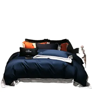 Delivery of 32 encrypted cotton washed cotton solid color double color four-piece bedding at any time