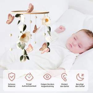 Mobile <span class=keywords><strong>per</strong></span> Culla di Alta Qualità con Fiori in Feltro e Farfalle, Regalo <span class=keywords><strong>per</strong></span> Bambini e Bambine, Decorazione Sospesa <span class=keywords><strong>per</strong></span> Cameretta - Product Image 5