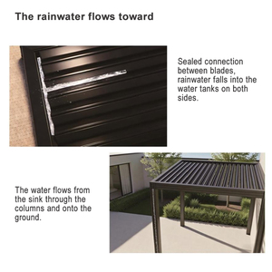Pergola motorisée en aluminium bioclimatique <span class=keywords><strong>avec</strong></span> éclairage <span class=keywords><strong>LED</strong></span>, toit à lames orientables, portes coulissantes, pergola de patio - Product Image 6