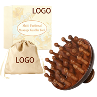 Masseur à vibrations multi-points KOSEN en bois de hêtre naturel, avec brosse à coussin d'air pour la relaxation du corps et des méridiens