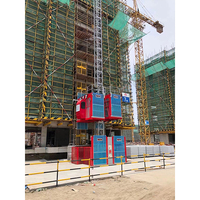 Monte-charge de chantier SC120 à double cage 0-36m/m 250m avec PLC, boîte de vitesses, crémaillère et pignon pour chantier de construction en hauteur