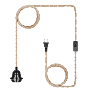 Vintage Hemp Rope Electric <strong>Cable</strong> EU Plug with Switch and Holder for Home Decor DIY Plug-In Cord Light <strong>Fixtures</strong> - Product Image 2