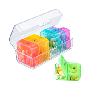 Linxikeji LX1911 Portable Bounce Button <b>Rainbow</b> 7 Days Pill <b>Box</b> 7 Compartments Weekly Pill Organizer Travel Plastic Customizable - Product Image 1