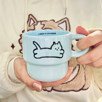 Tasses et mugs empilables en céramique personnalisables - Écologiques, compatibles micro-ondes, cadeaux d'affaires, design mignon d'animaux de dessin animé