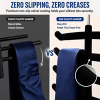 Cintres à cravates en velours avec logo personnalisé, antidérapants, floqués, organisateurs d'écharpes, gain de place, cintres de rangement pour vêtements avec crochet