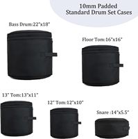 Ensemble de batterie rembourré en nylon imperméable personnalisé de 5 pièces de 10mm étuis pour caisse claire Tom 13 pouces de 12 pouces Tom 14 pouces 16 pouces Tom de plancher 22 pouces grosse caisse