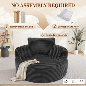 Sillón Redondo Moderno Grande Tipo Nube, Tapizado en Terciopelo, Multifuncional para Sala de Estar, Relajación y Lectura - Product Image 5