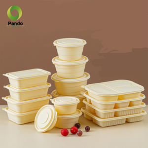 Barquette alimentaire jetable compostable avec couvercle, contenant à emporter, boîte biodégradable de luxe en amidon de maïs - Product Image 1