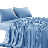 100% fibre de bambou naturelle 4 pièces ensemble de literie ensemble de draps plats de sécurité hypoallergénique reine taille drap-housse refroidissement 2 taies d'oreiller