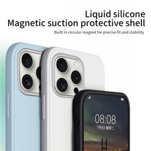 جراب هاتف مغناطيسي من السيليكون السائل للجنسين Apple 16 لهاتف iPhone 15 Pro ومتوافق مع iPhone 14 و <span class=keywords><strong>13</strong></span>، منتج مطاطي بفتحة عدسة كبيرة - Product Image 2