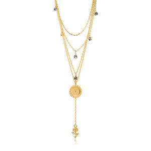 Joyería Rosa flor strass multicapa colgante redondo Mujer moda calle tendencia collar - Product Image 2