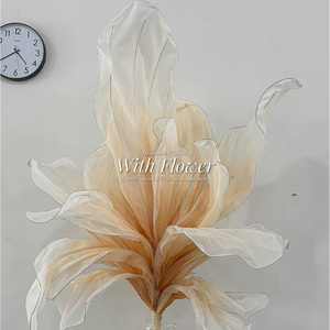 פרח ענק מבד אורגנזה משי, בעבודת יד, בהתאמה אישית, לקישוט שולחן חתונה, רקע לאירועים ומסיבות. - Product Image 4